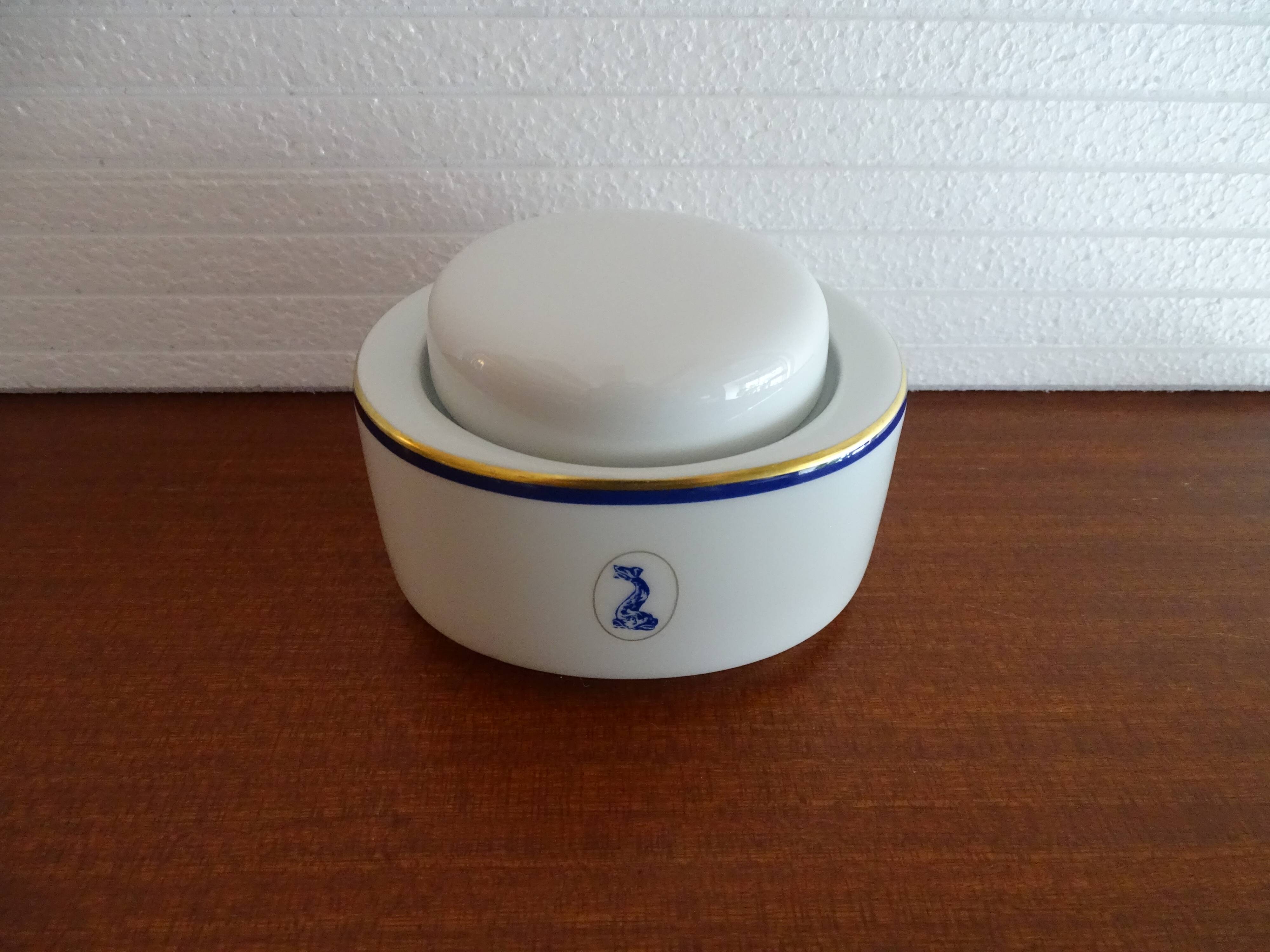 Bernardaud Limoges porcelain sugar bowl dolphin model - B & Cie