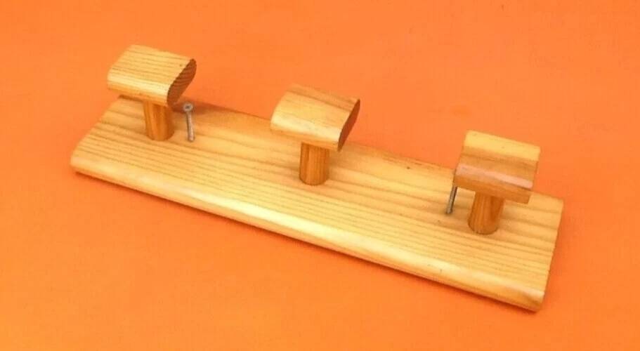 Wall coat rack 3 hooks Modernist style solid pine wood