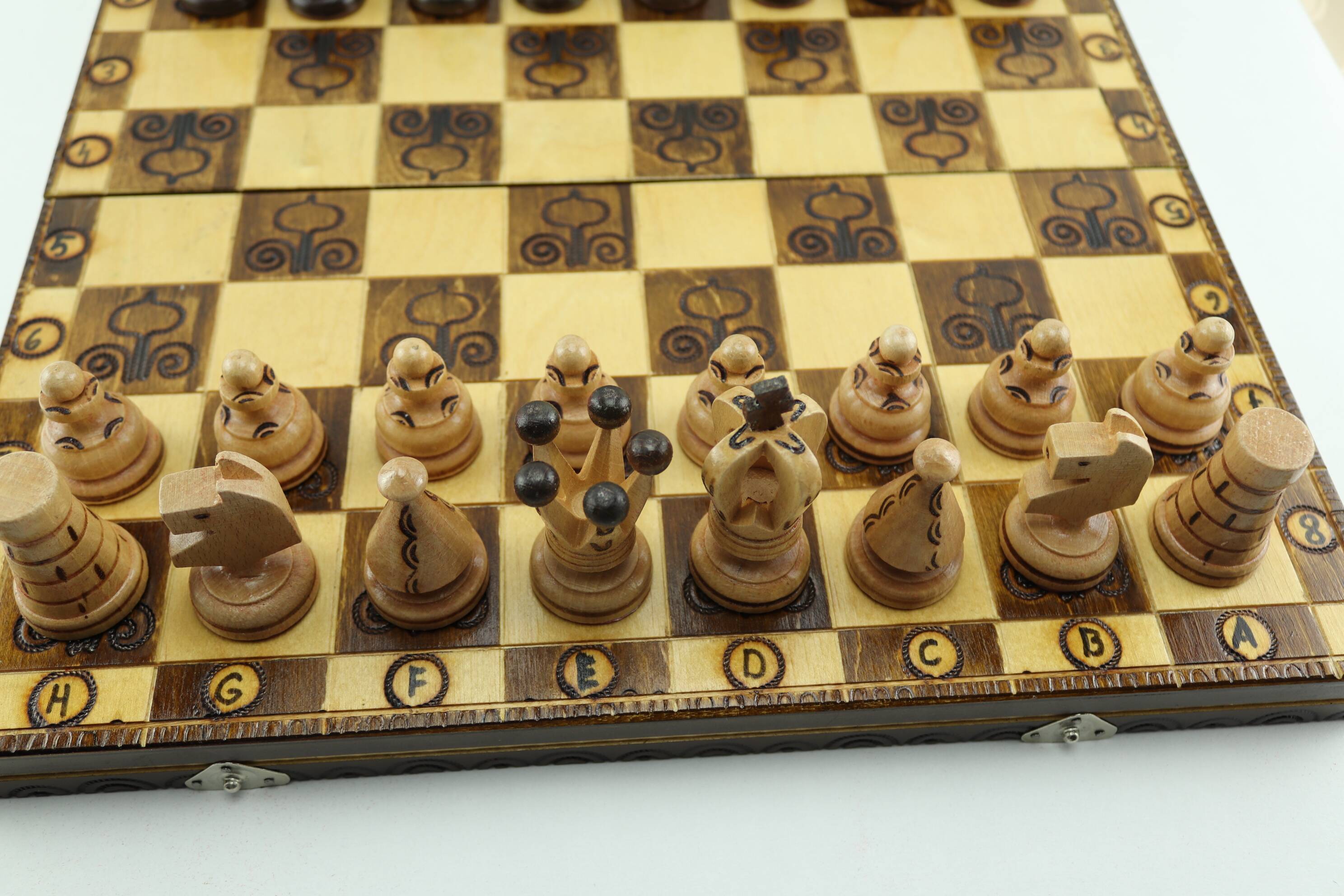 Vintage handcrafted folding chess set
