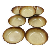 Lot 7 Flamed Stoneware Soup Plates 1970