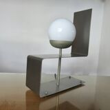 "UGINOX" lamp in steel and white opaline ball from the 70s