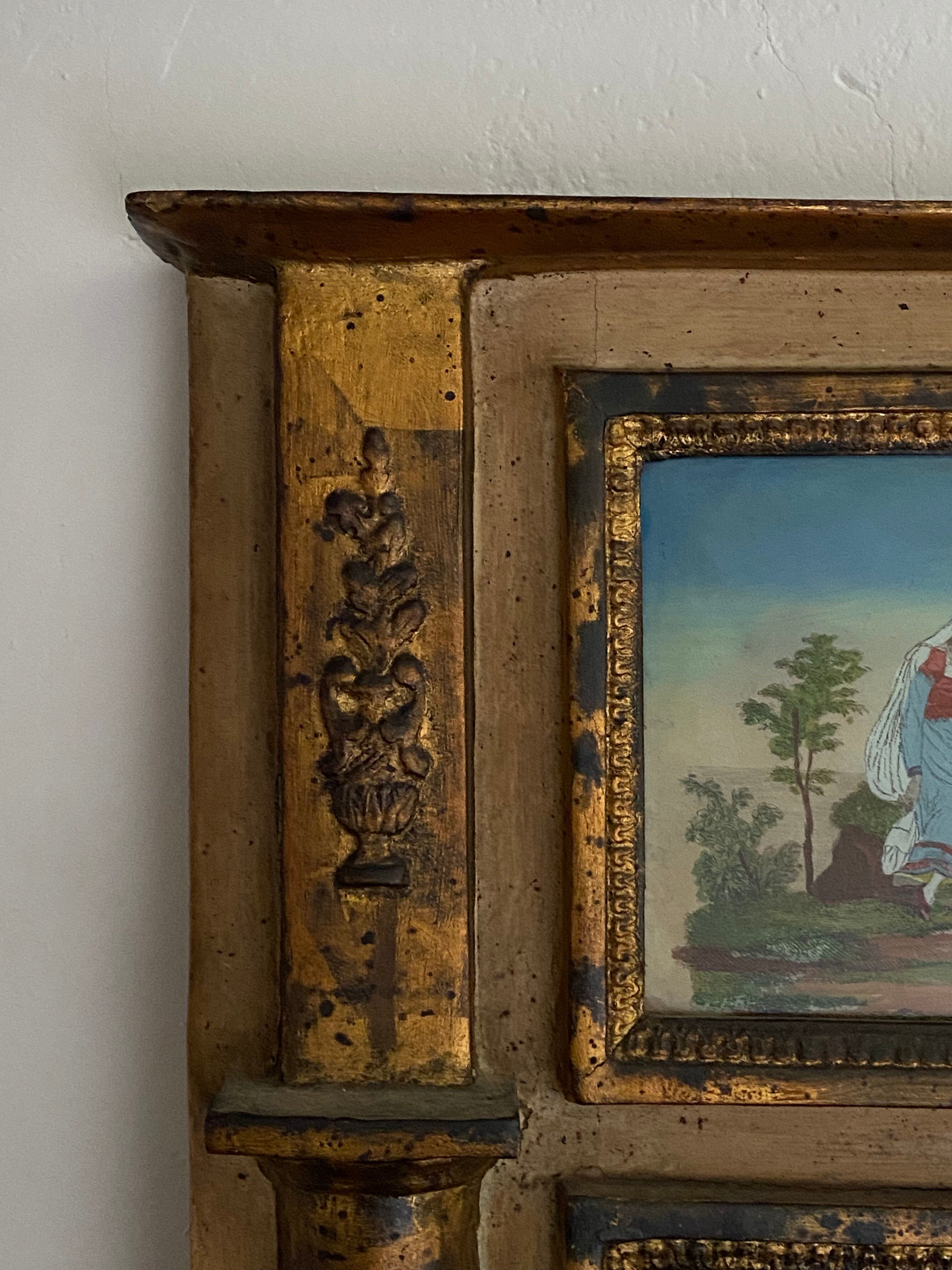 Miroir trumeau époque Restauration - Décor fixé sous verre