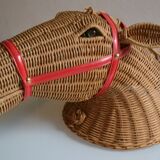 Rattan horse head 1960s 1970s