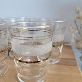 Set of 11 granite glass cups and golden edging