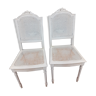 Lot de 2 chaises cannées laquées blanc style Louis XVI