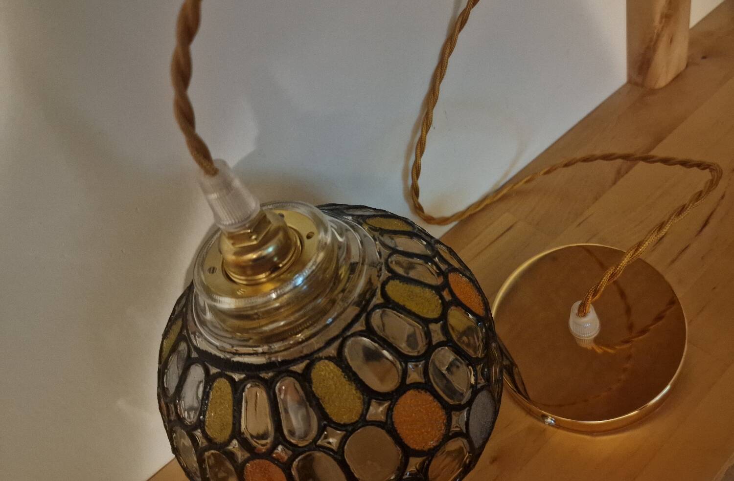 Vintage globe with stained glass effect