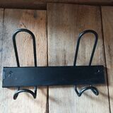 School coat rack 2 hooks patinated metal matte black deco dp 0423030