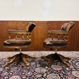 Set English Chesterfield Captain Chairs red Office chair