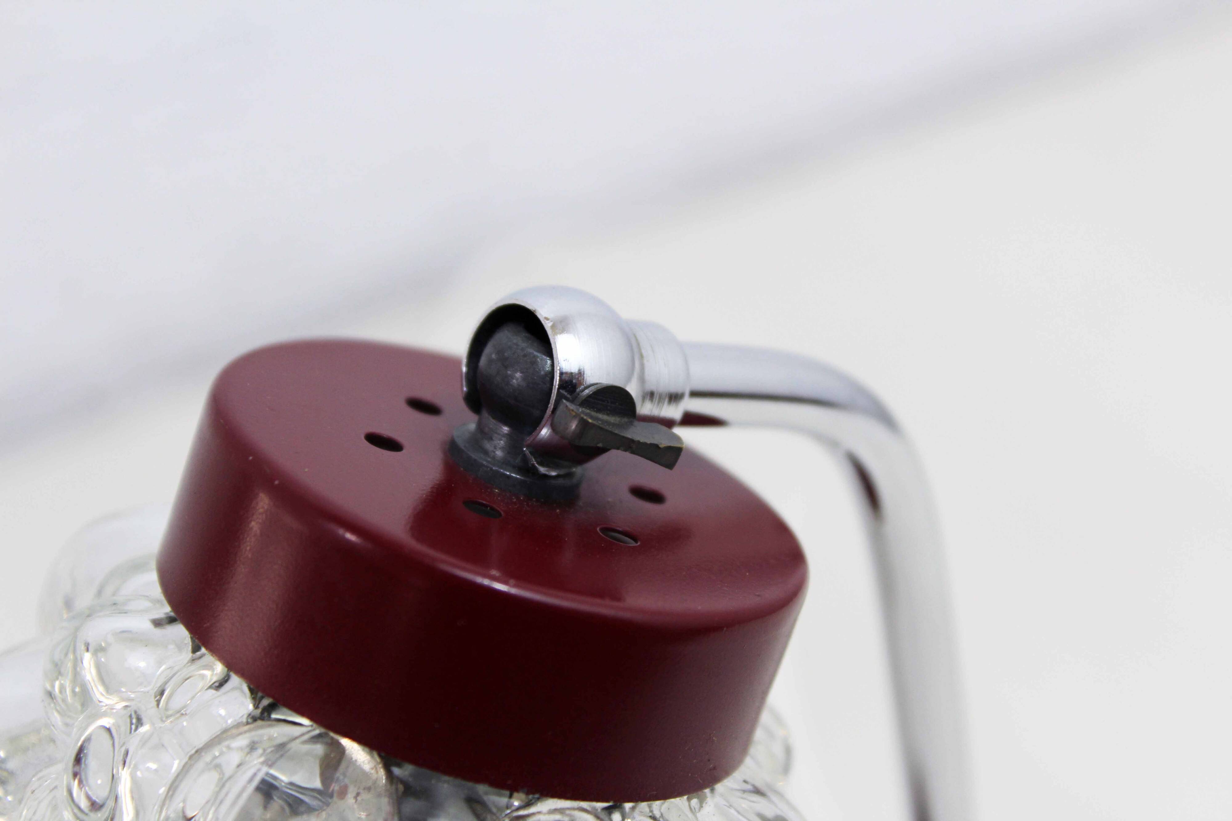 Pair of grape glass and metal bedside lamps