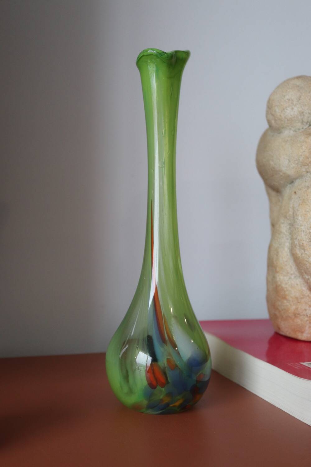 Vintage multicolor Murano arlecchino glass vase