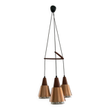 Scandinavian Boomerang chandelier from the 60s in teak, metal and glass