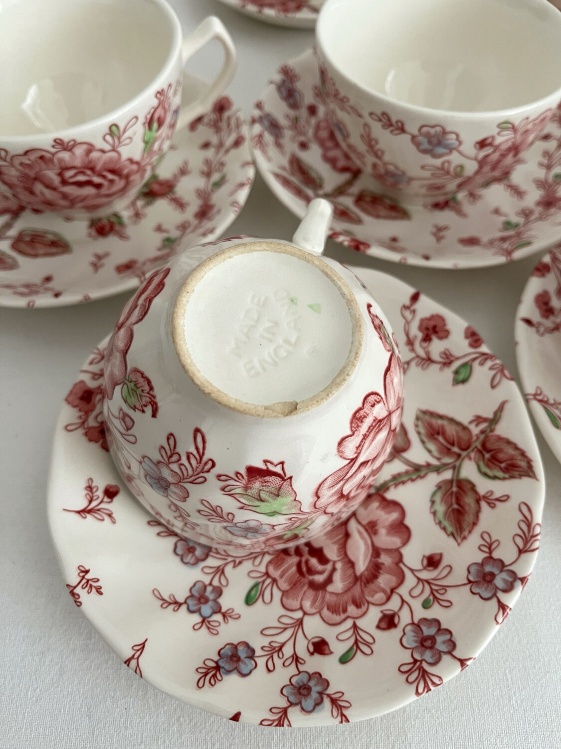 6 Johnson Brothers "Rose Chintz" English earthenware mugs