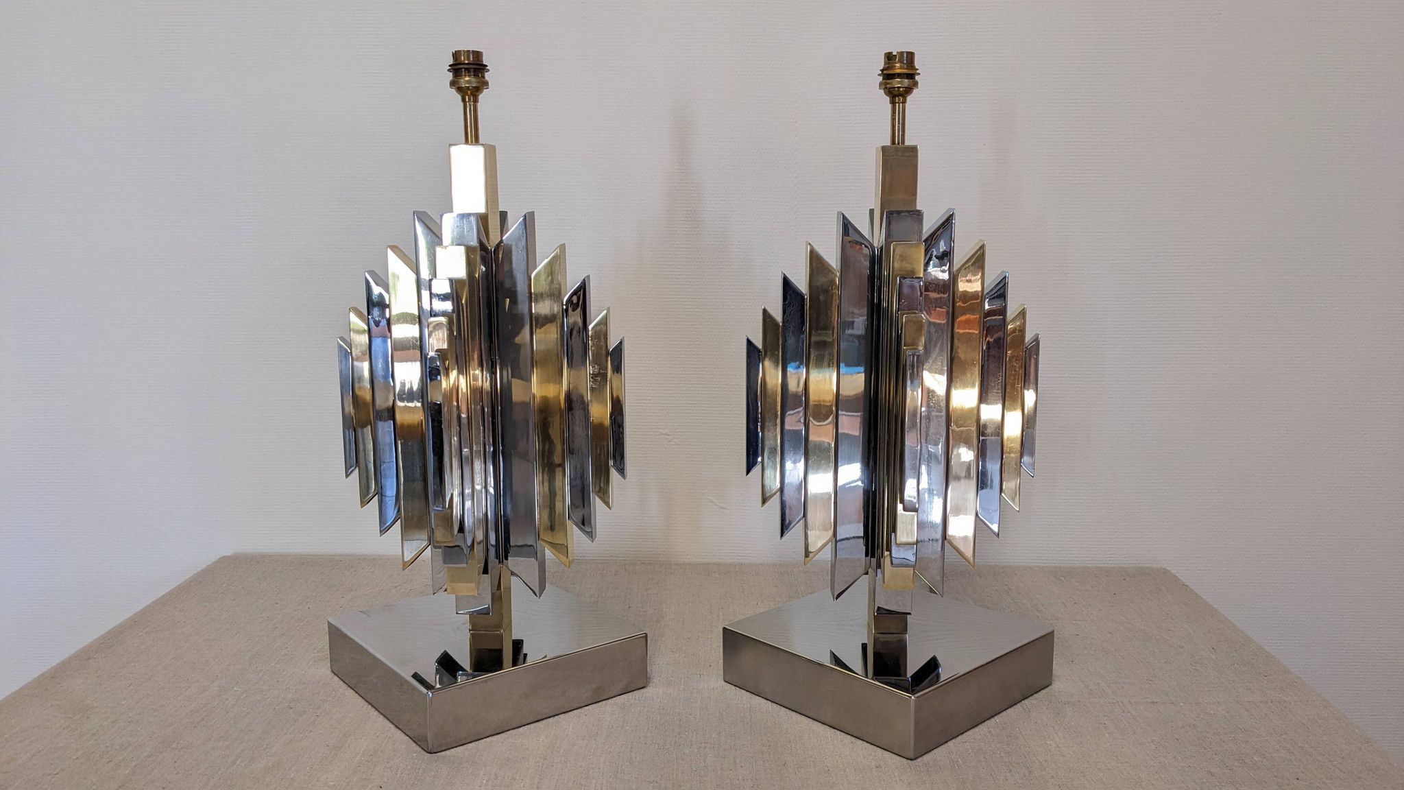 Pair of Cactus lamp bases by Les Ateliers La Boétie, France 1974