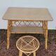 Bureau en rotin avec tabouret vintage- 1950s