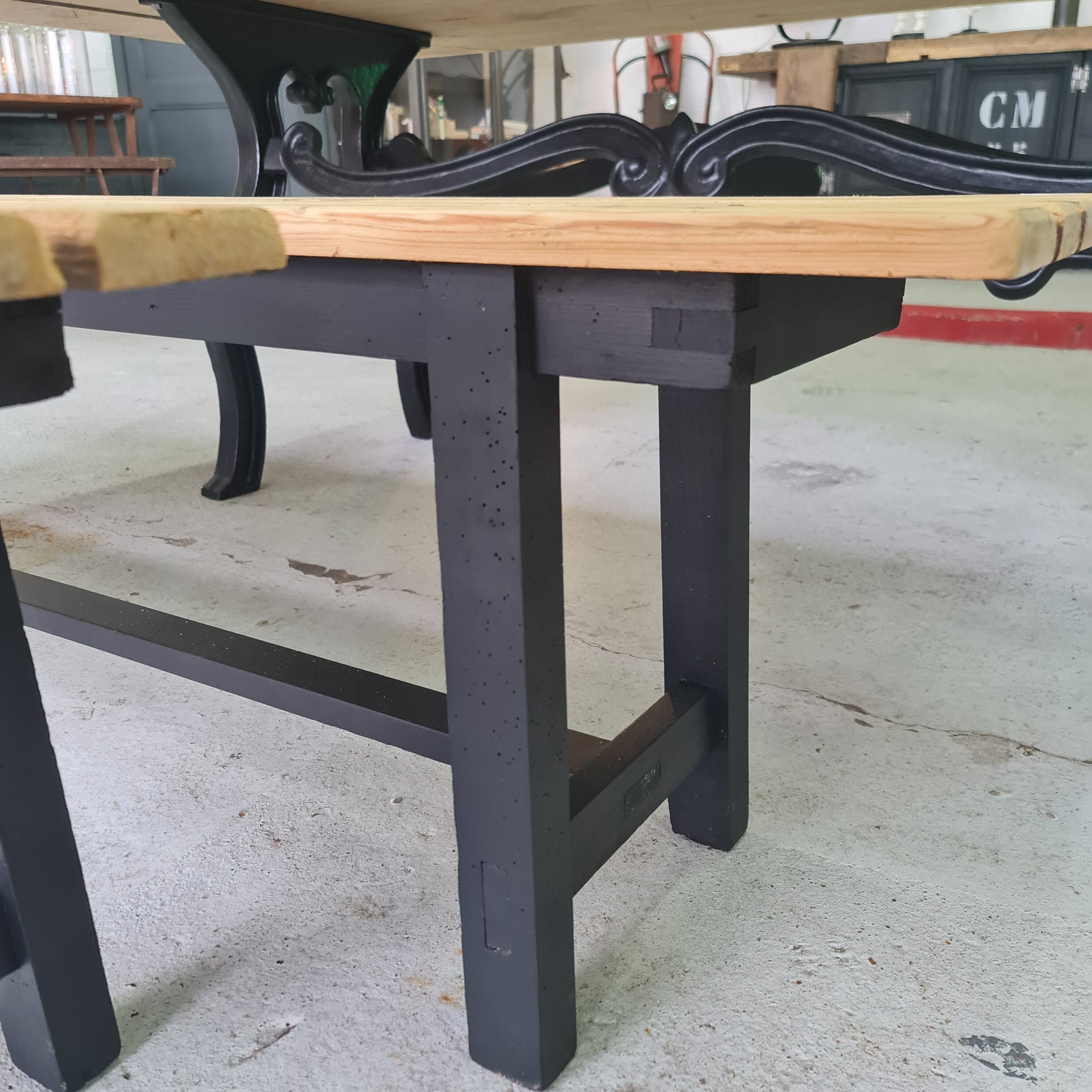 Pair old bench in industrial and vintage pine