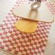 Pink and white Beni Ouarain checkered Berber rug in wool