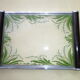 Vintage serving tray in glass and wood Lily of the valley décor