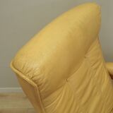 Fauteuil en cuir jaune, design danois, années 1960, production : Danemark