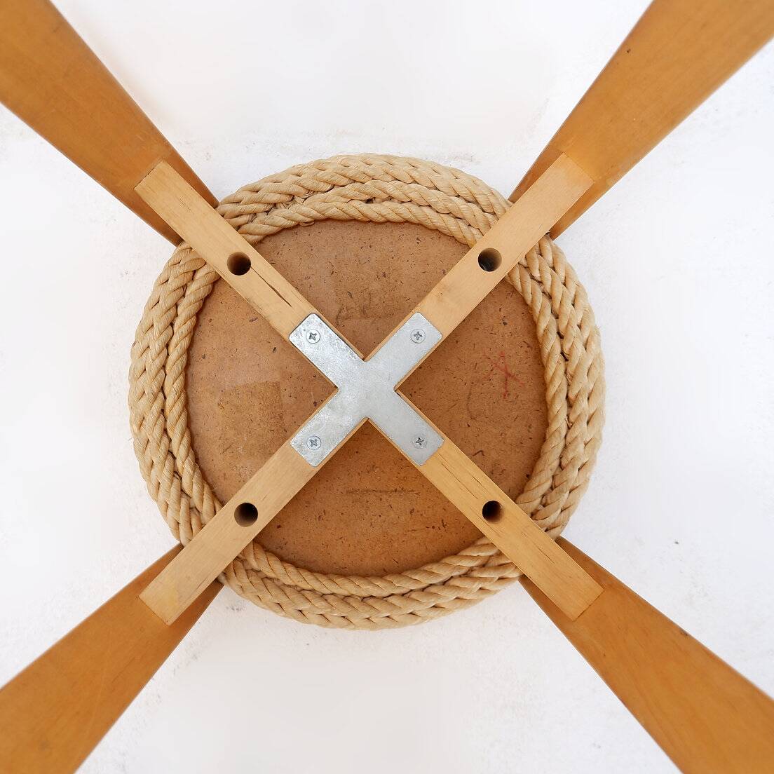 Vintage Four-Legged Organic Woven Stool
