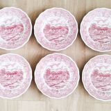 6 Italian English porcelain soup plates: Swiss Landscape