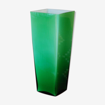 Vintage green vase in 70s opaline