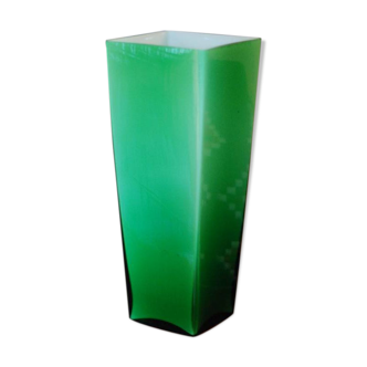 Vase vert vintage en opaline années 70