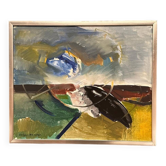 Original Swedish Oil on Canvas – “Composition” by Holger Karlson