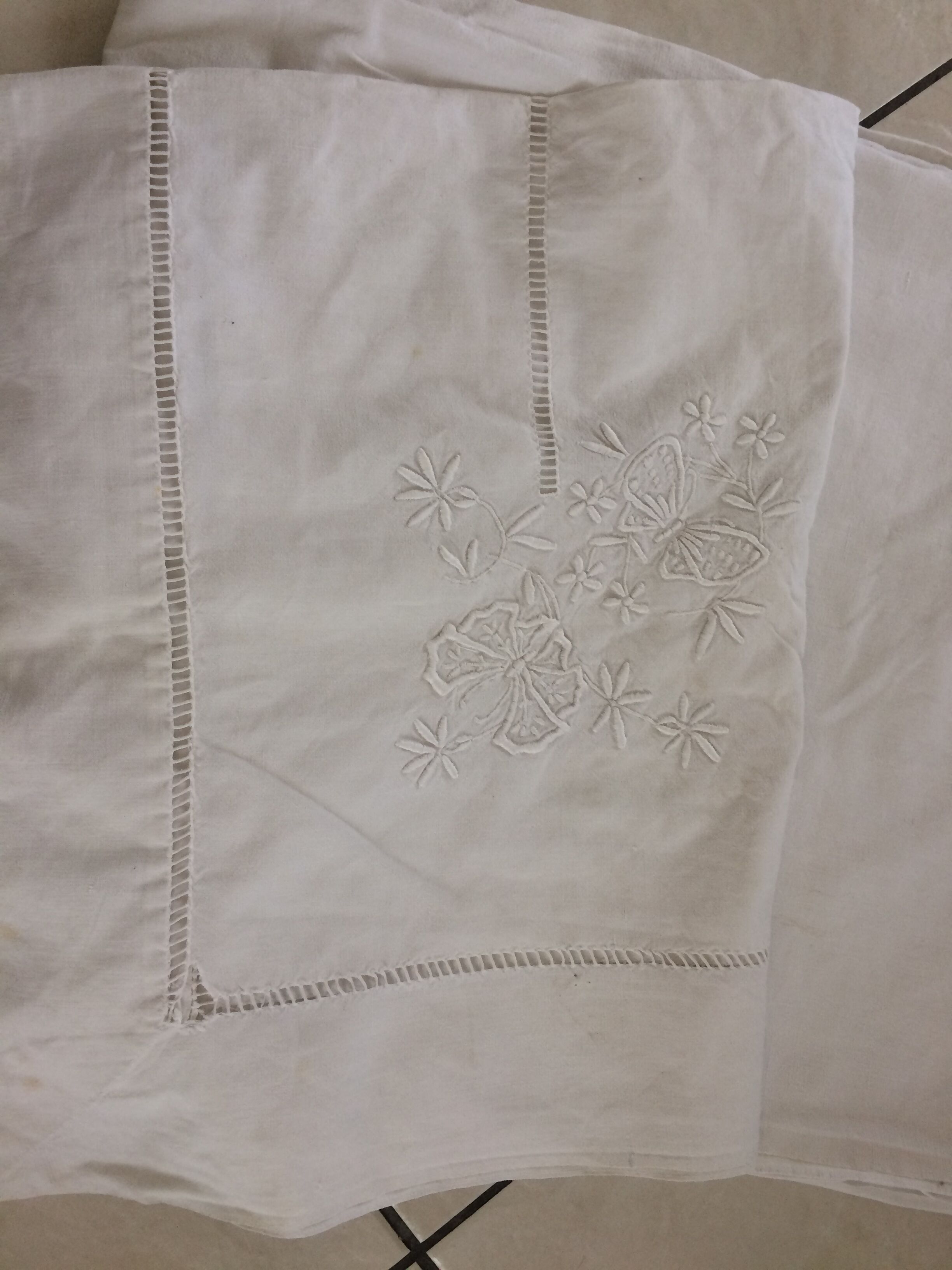 Old sheet with beautiful embroideries