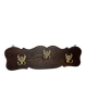 Wall-mounted coat rack in wood, three bronze hooks.