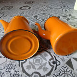 Lot of vintage orange enamelled coffee makers