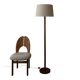 Lampe de sol en teck vintage avec abat-jour en tissu, années 1960-70.