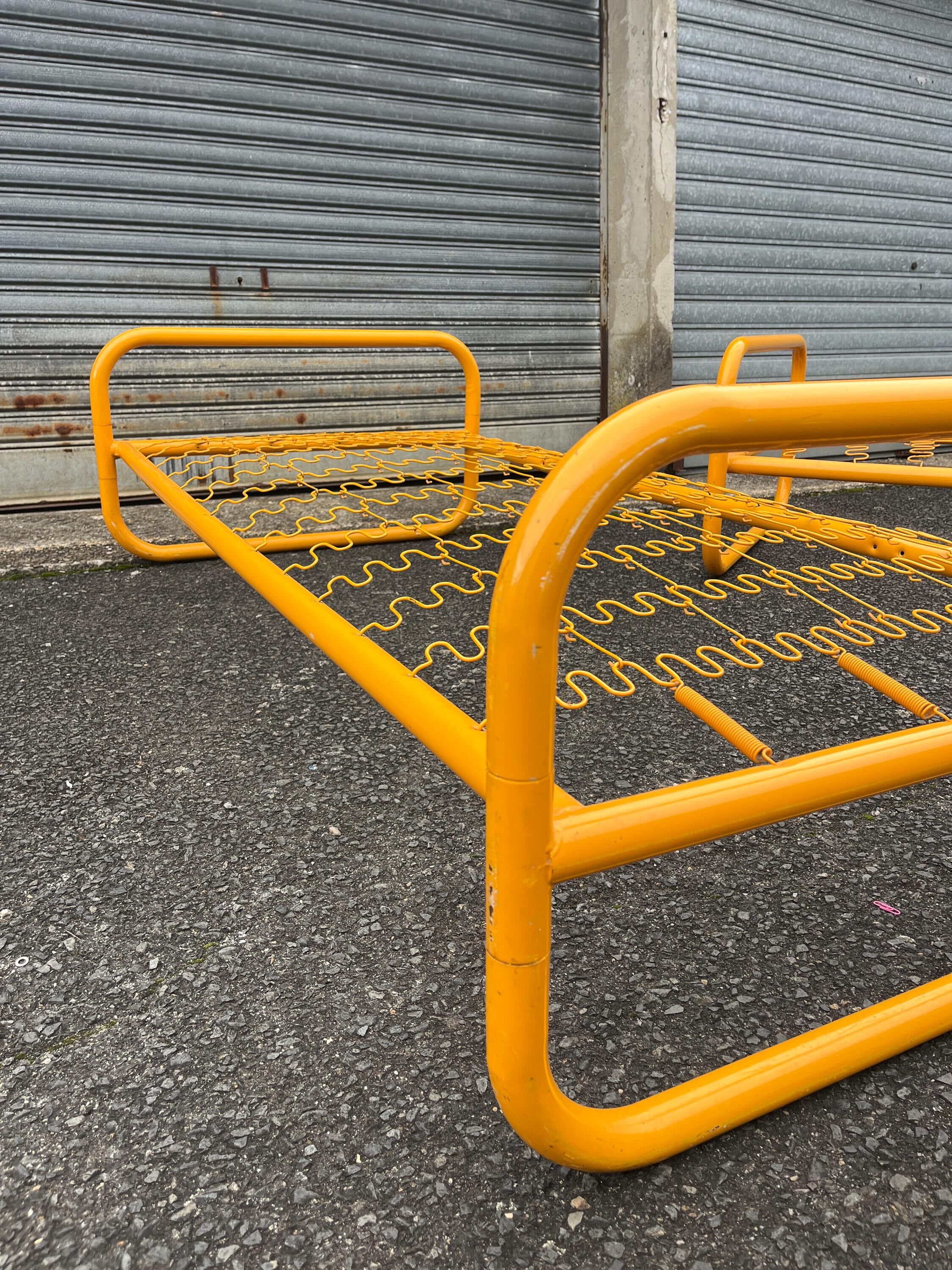 Pair of metal beds by Marc Berthier, Twenty Tube collection, 1972