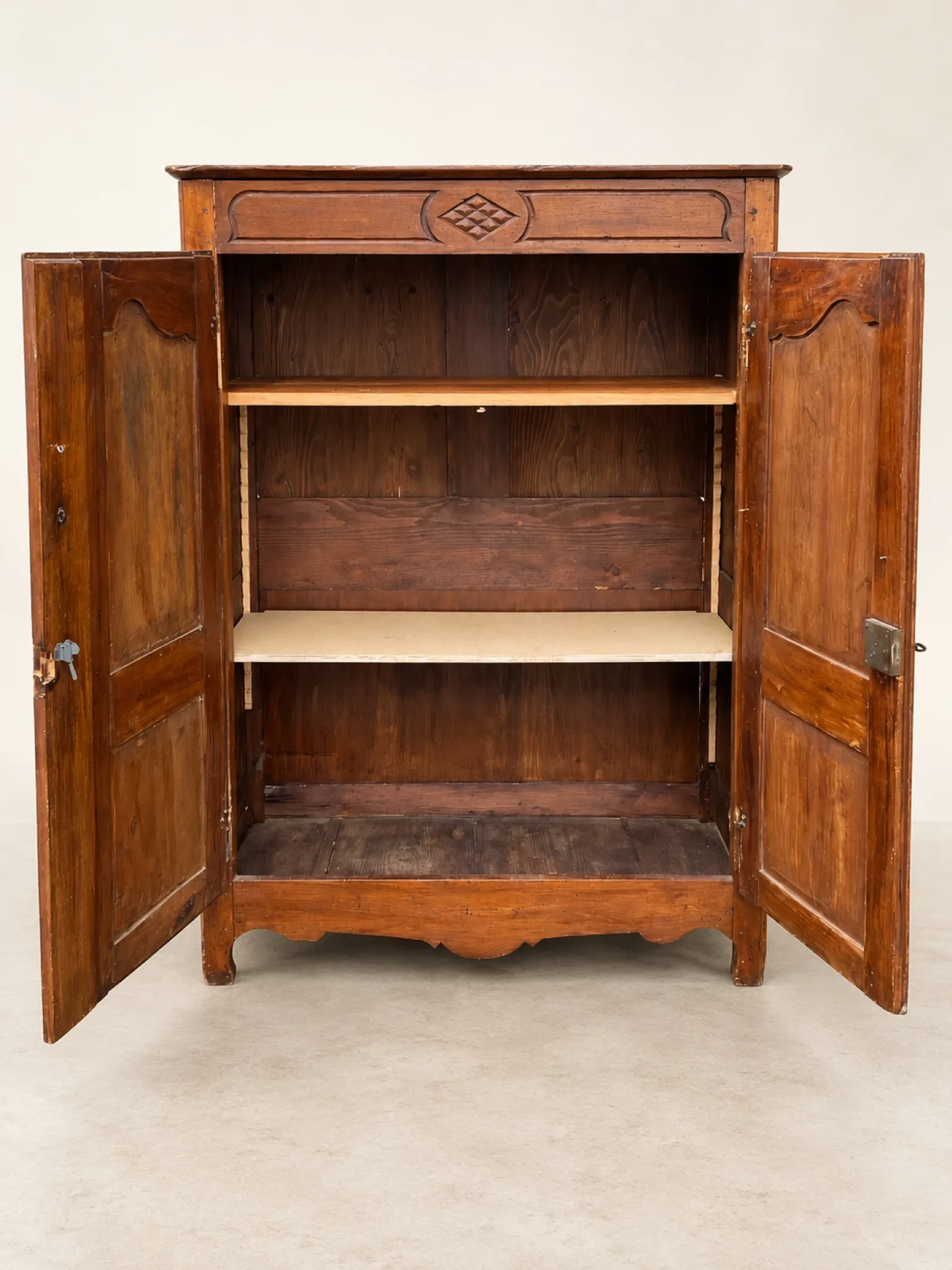 Antique two-door wardrobe, 18th century French country style.