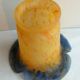 Art deco tulip in speckled glass paste, blue base, signed muller frères lunéville