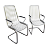Pair of armchairs in chrome wire