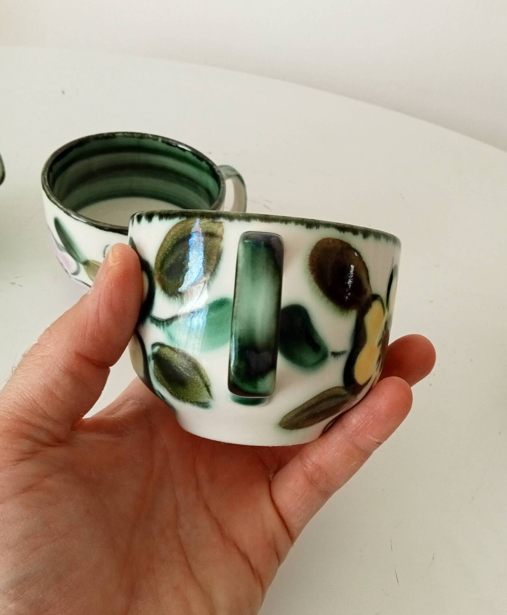 Set of 4 vintage Boch Belgium cups from the 1960s.