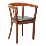 Stoelcker chair in black faux leather and oak