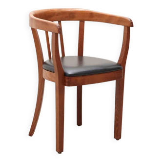 Stoelcker chair in black faux leather and oak