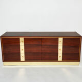 Italian chest of drawers in rosewood and brass ISA Bergamo 1950