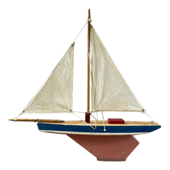 Navigable wooden basin sailboat, toy attributed to the jab granville brand