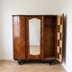 Antique Art Deco wardrobe in wood and marquetry