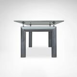 LC6 glass and metal dining table by Le Corbusier et al. for Cassina 1990s