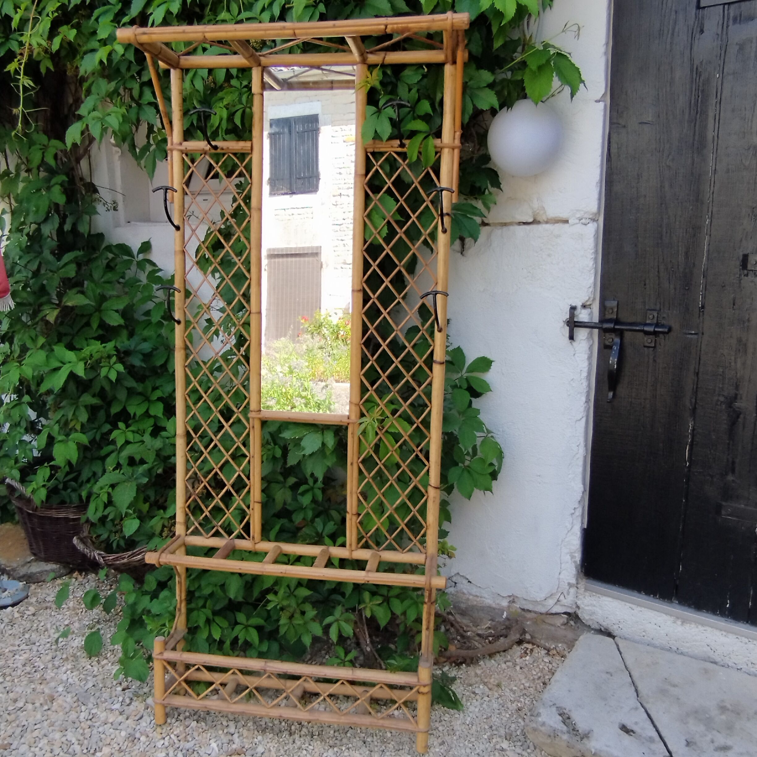 Vintage rattan wardrobe