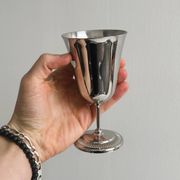 Set of 10 shiny silver metal stemmed cups