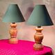 Paire de lampe chevet bois et abat jour acier, scandinave