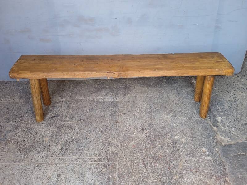 Bench 144 cm old patinated solid wood