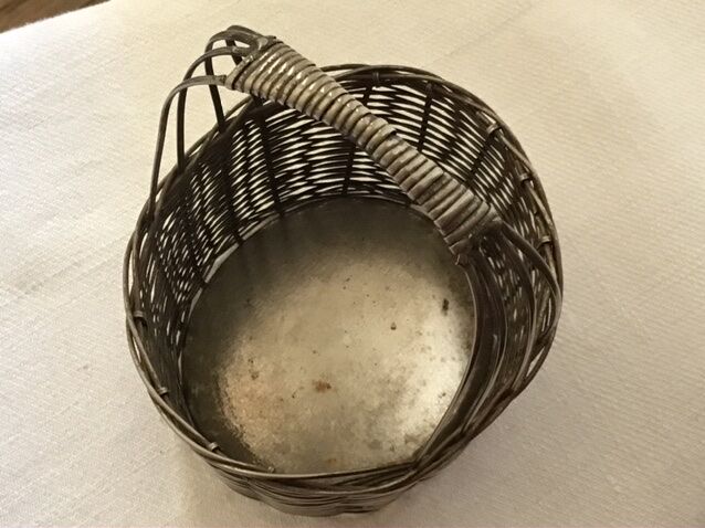 Silver metal woven basket