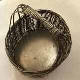 Silver metal woven basket