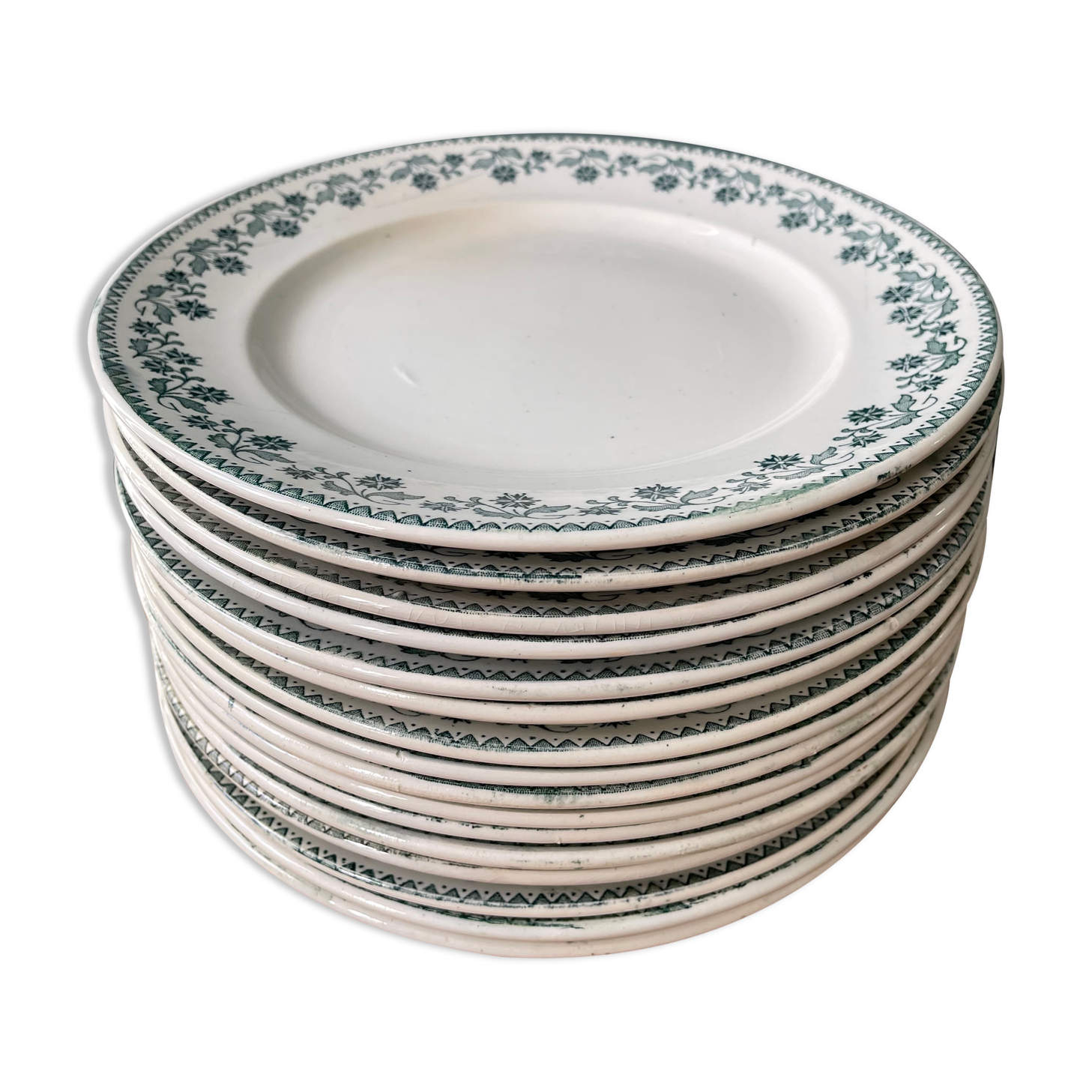 Set of 16 flat plates model Georgette Moulin des Loups & Hamage