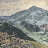 Watercolor painting by G. GIRARDOT (1856-1914) Around Leysin around 1900